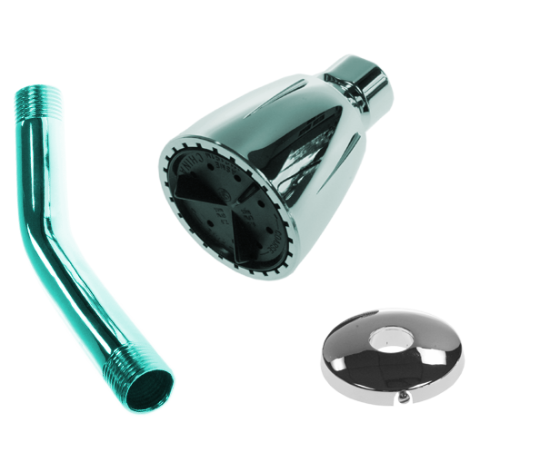 Shower head, w/brass ball Chrome, 6 arm, & arm flange w/set screw (1-23001, 1-23020, & 1-23027)