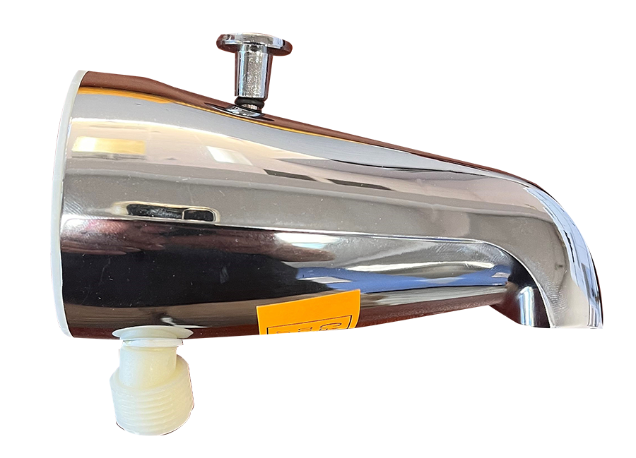 Tub diverter spout 1/2 or 3/4ip w/bushing, plastic, w/bottom connection for personal shower