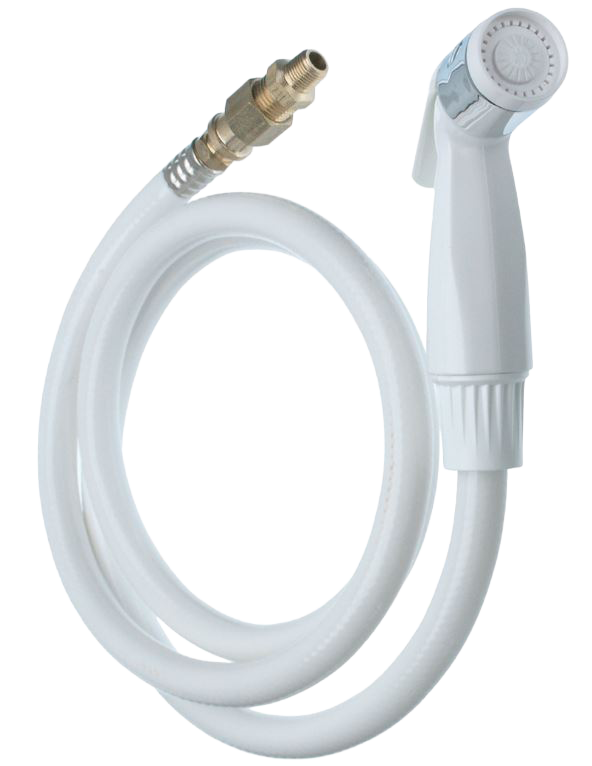 Spray hose and head for sink faucet, universal connect, white