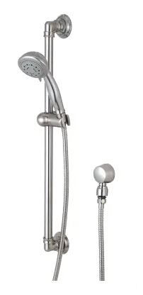 Hand-held shower set, five setting head, 24 slide bar, 60 hose, and drop ell w/vacuum breaker BRUSHED NICKEL