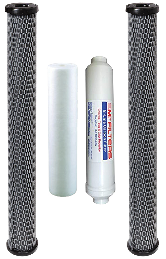 Filter replacement kit for three stage point of use RO system, includes in-line filter (4 in the pack)