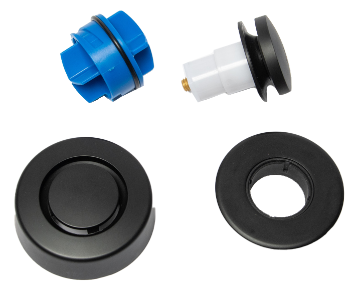 Bath waste FLEX, toe touch, Matte Black, finished drain spud