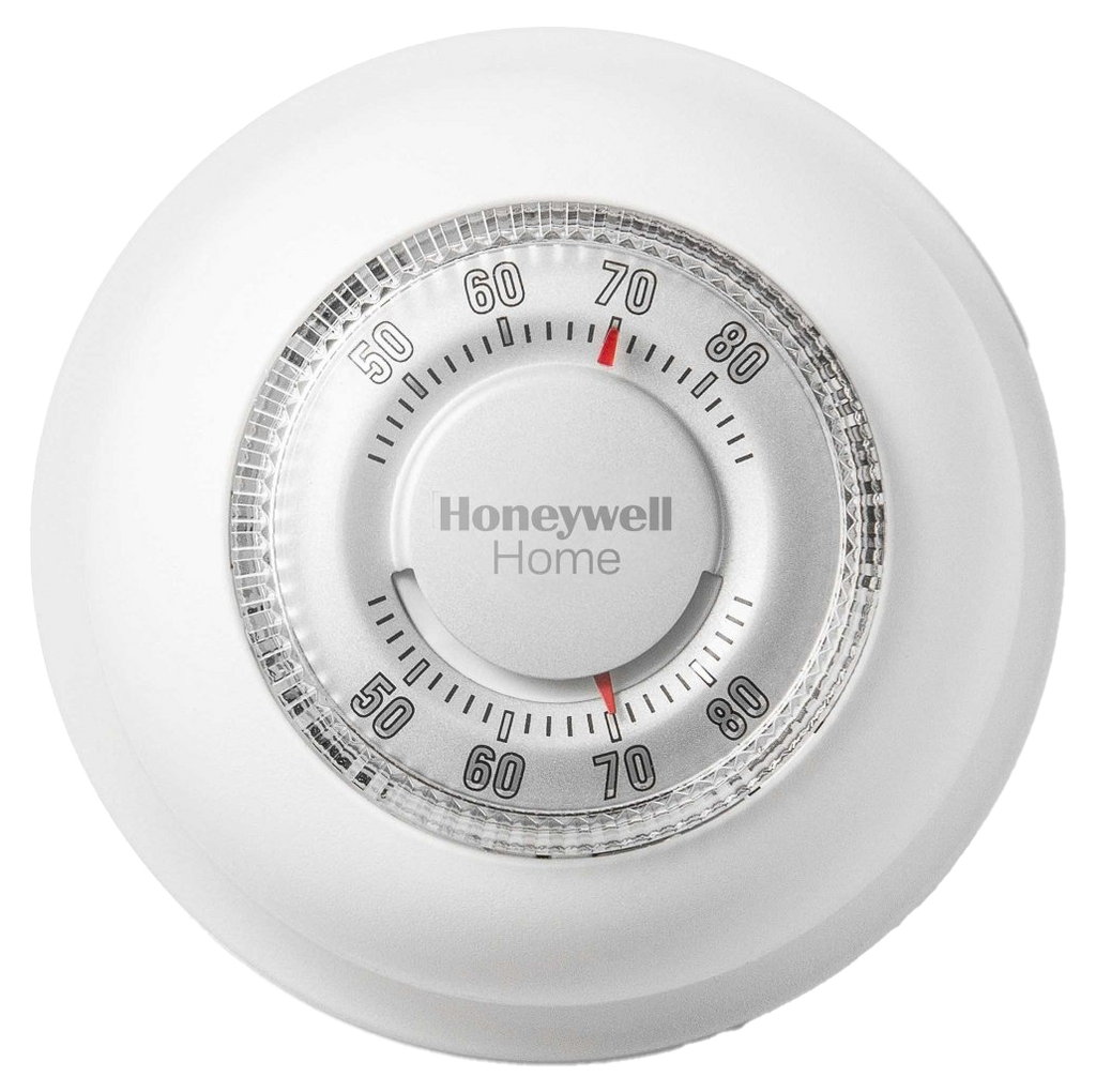 Thermostat, non-programable, round, manual with fahrenheit plate, simple and familiar.