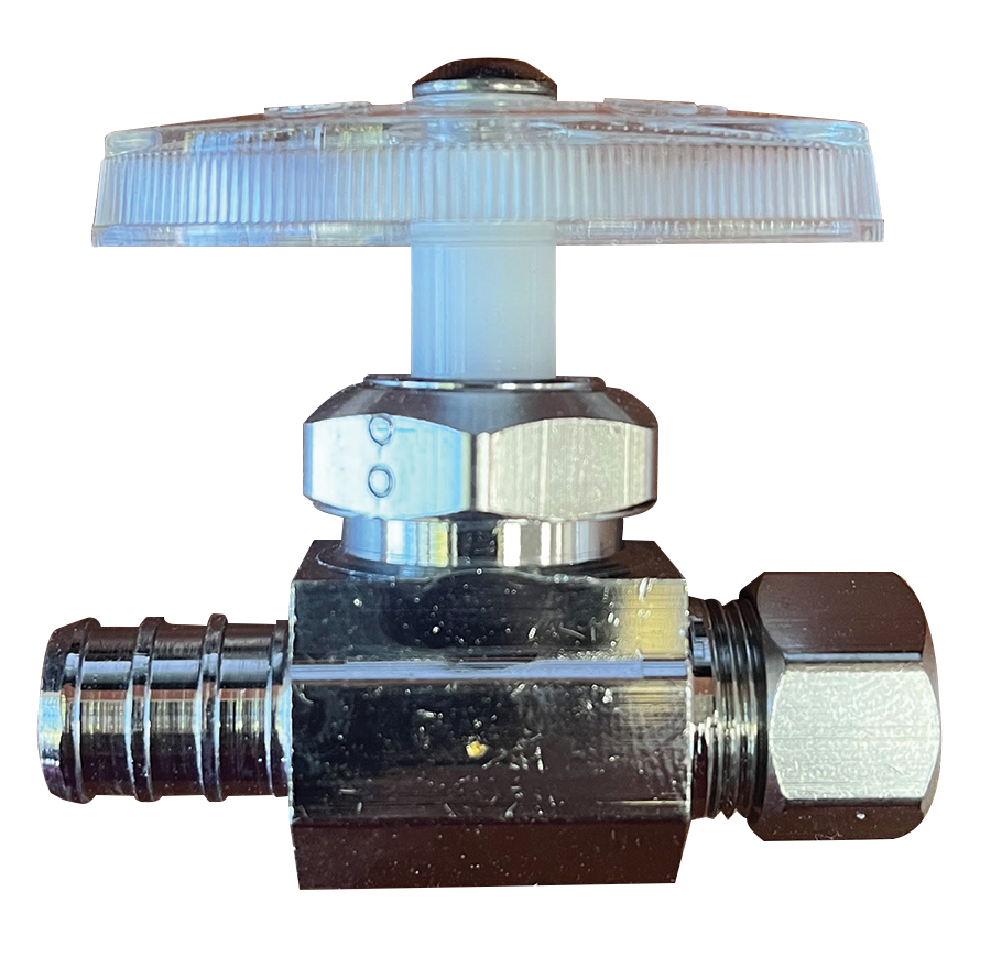 Straight stop 1/2crimp pex x 3/8comp (multi-turn) TPC