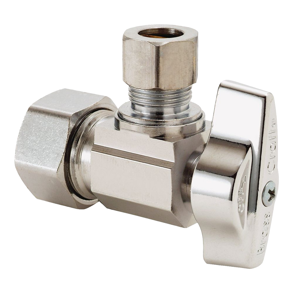Ball valve angle stop 1/2nom x 3/8comp, brass stem (Brass Craft) (KTCR19X C)