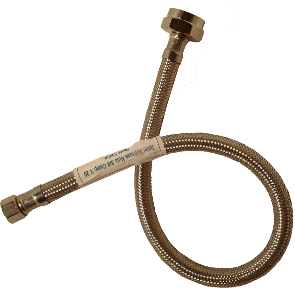 SS Braided supply line for toilet 3/8comp x 7/8fip 9 w/brass nuts