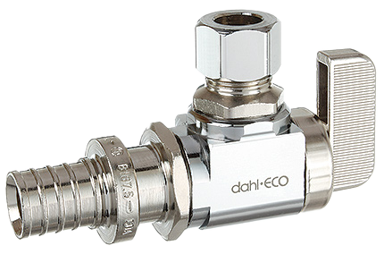 Ball valve angle stop 1/2 PexA x 3/8comp, Dahl