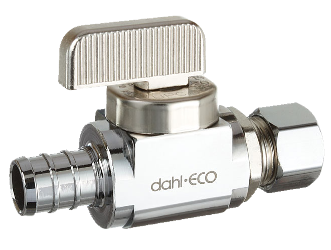 Ball valve straight stop 1/2pexB x 3/8comp Dahl