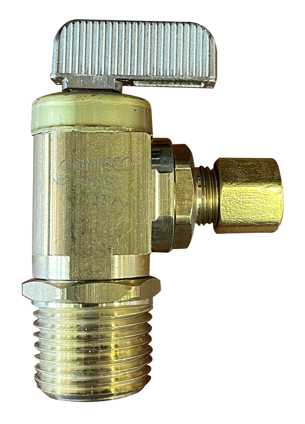 Ball valve angle stop 1/2mip x 1/4comp rough brass Dahl