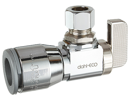 Ball valve angle stop 1/2QUICK-GRIP x 3/8comp Dahl
