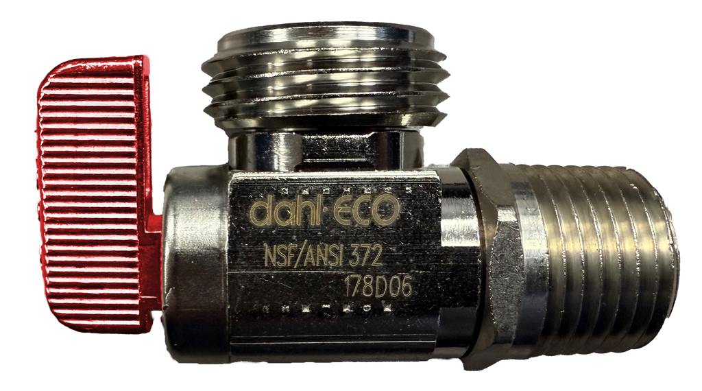 Ball valve washer stop 3/4mht x 1/2mip Dahl red handle