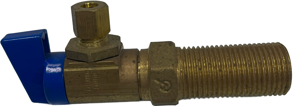 Ball valve ice maker stop 1/2mip/c x 1/4comp TPC long shank