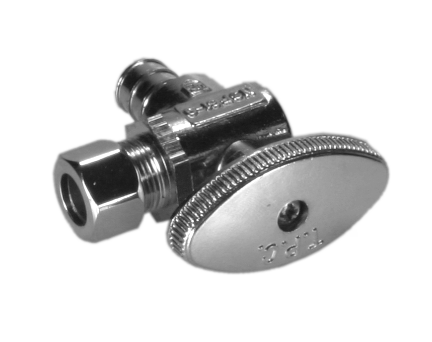 Ball valve angle stop 1/2crimp pex x 3/8comp TPC