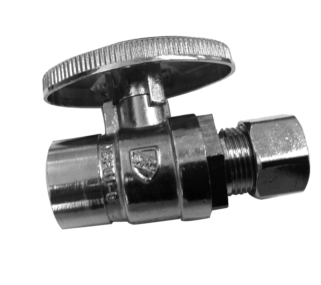 Ball valve straight stop 1/2swt x 3/8comp TPC