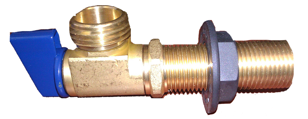 Ball valve washer stop 1/2mip/c blue handle shank for washer box rough brass DAHL