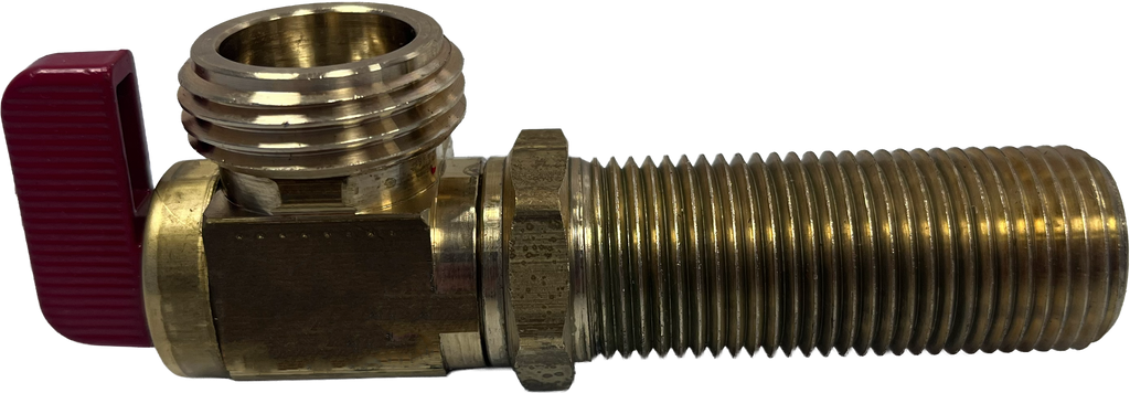 Ball valve washer stop 1/2mip/c red handle shank for washer box rough brass DAHL