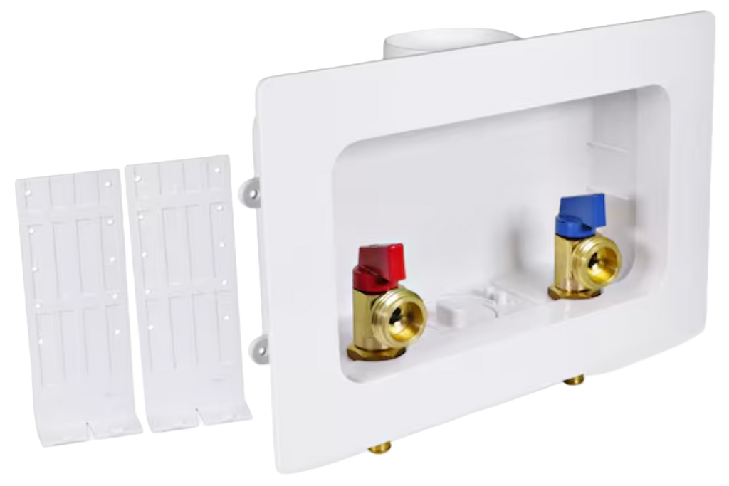 Washing machine box, center outlet, pexB, 1/4turn valves