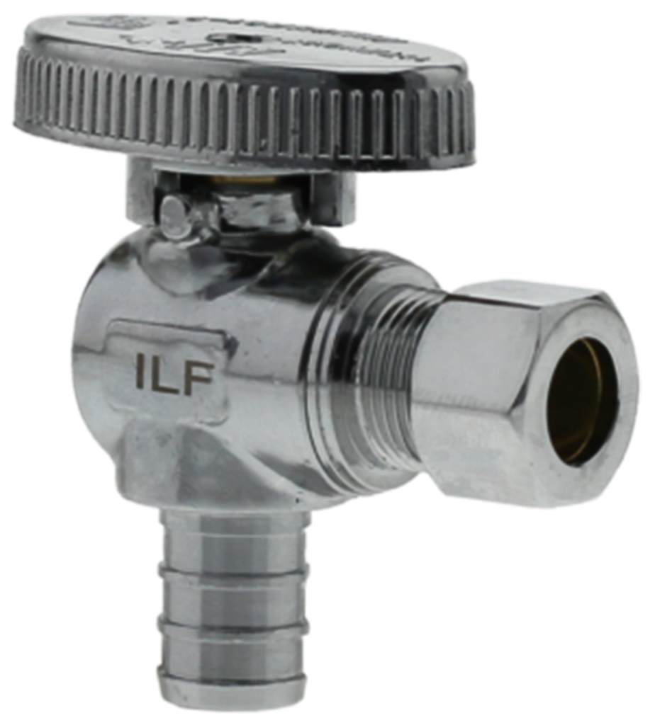 Ball valve angle stop 1/2crimp pex x 1/4comp TPC