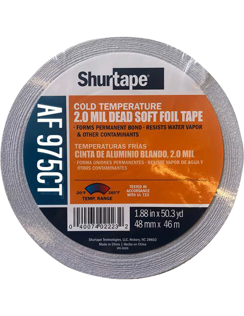 Tape aluminum foil cold temp 7.3mil, 48mm x 46m (Shurtape AF975CT)