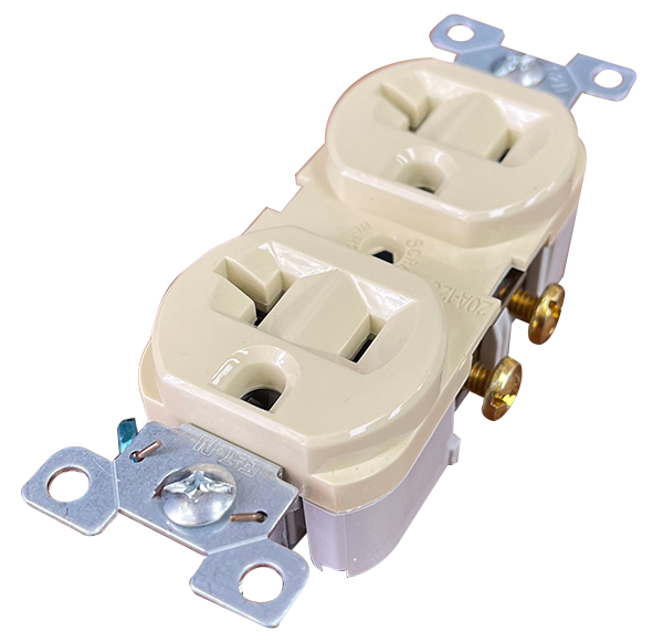 Duplex receptacle, Ivory, 125V/20A