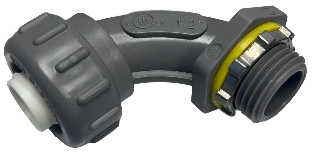 Liquid Tite connector, 3/4, non-metallic, 90 elbow