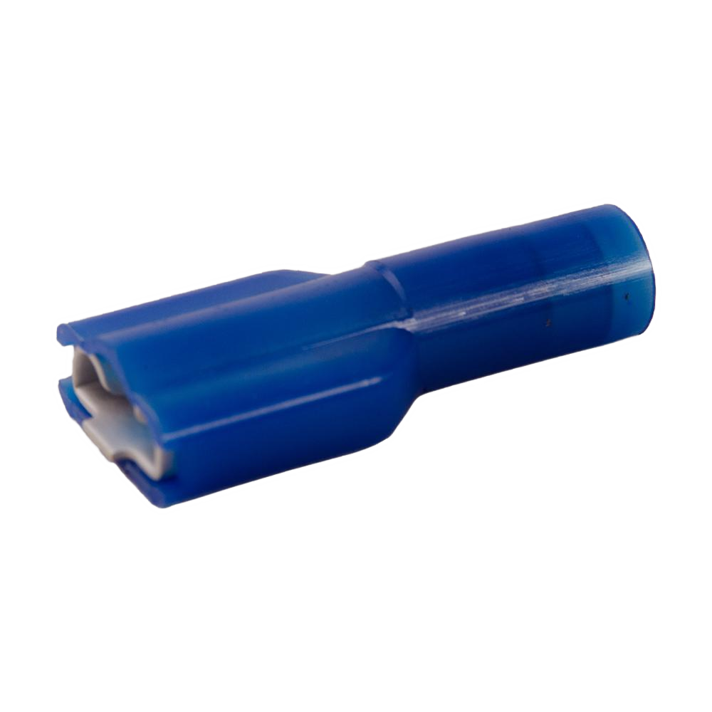 Terminal, slip on, solderless, fully insulated, female, wire 16-14, (50 per pack, sold per pack)