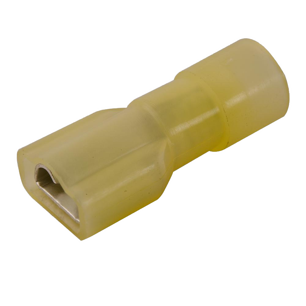 Terminal, slip on, solderless, fully insulated, female, wire 12-10, (50 per pack, sold per pack)