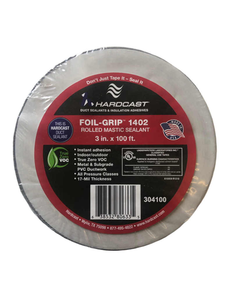 Tape (pookie), Foil-Grip (1402), indoor/outdoor mastic sealant, UL approved, 3" x 100', 17 mil