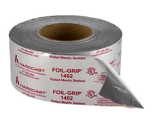 Foil mastic tape, pressure sensitive for duct joint sealing, 2" x 100'