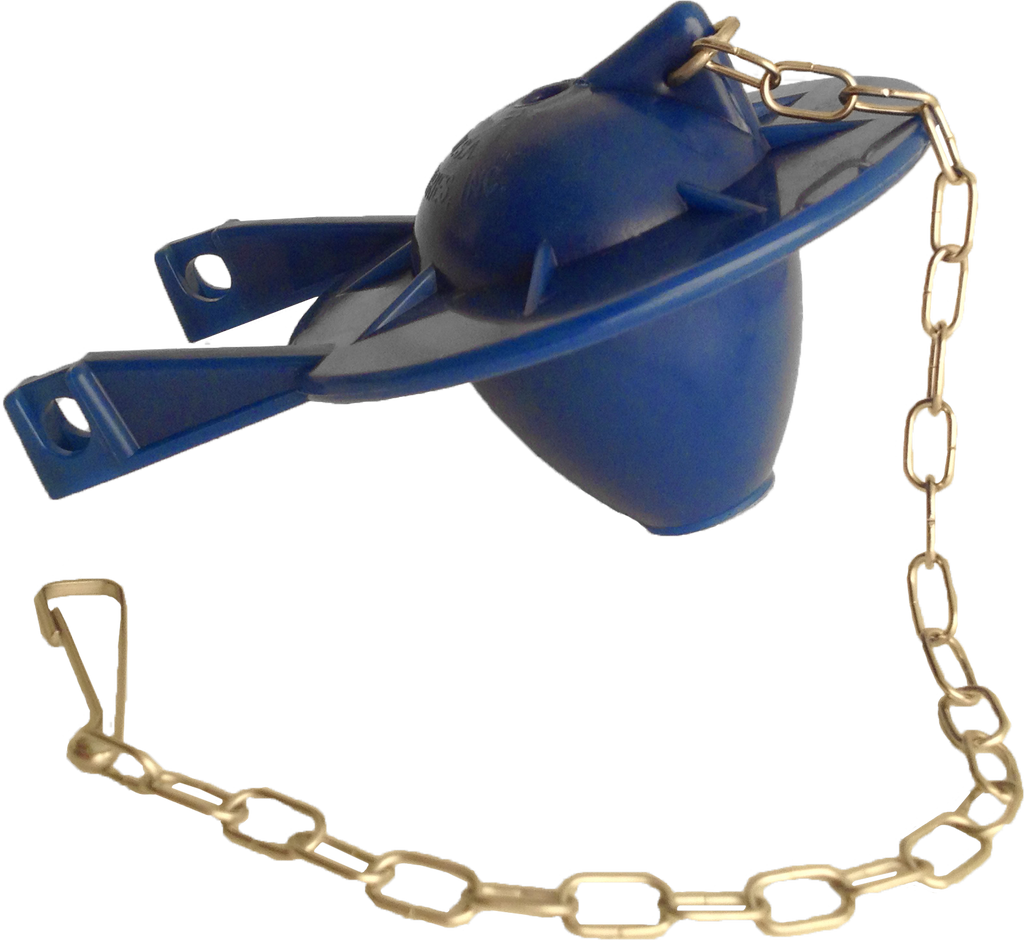 Blue flapper for plastic 2 flush valves, stainless steel chain (Kohler 87449)