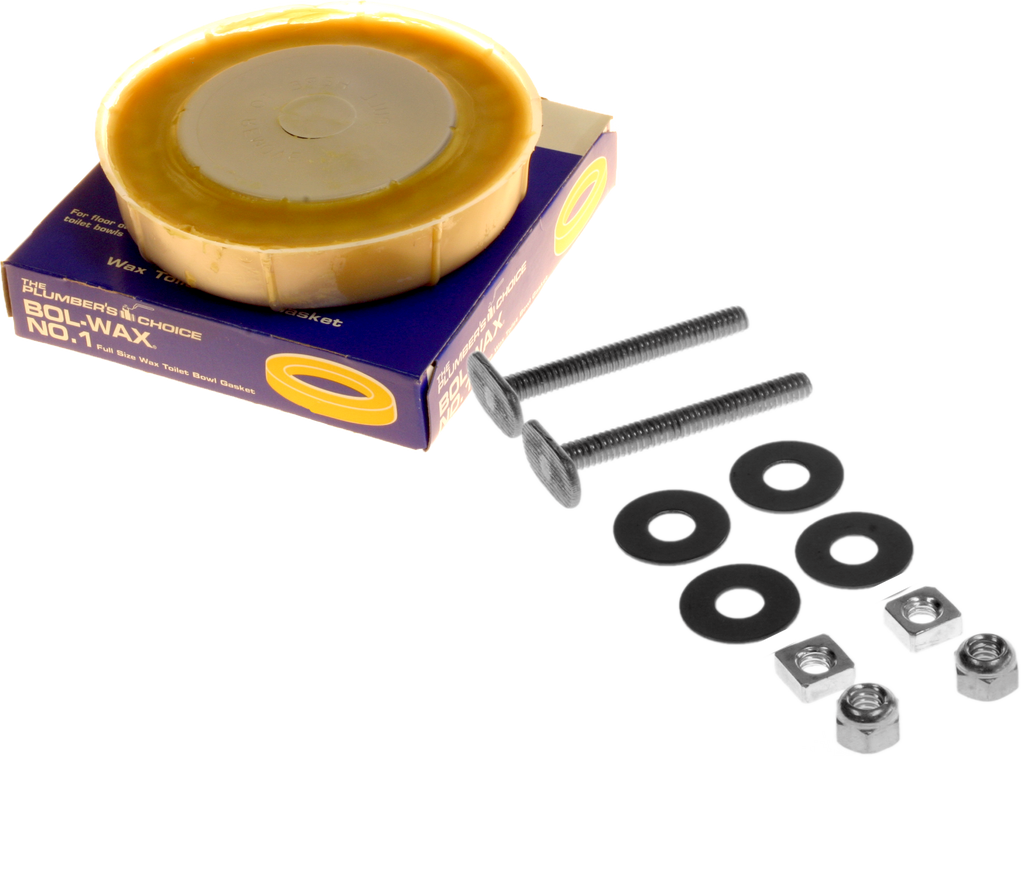 Wax ring #1 bol-wax for closet w/1/4 flange bolts dbl nuts/washers (1-40520/1-40678)