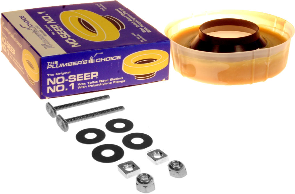 Wax ring #1 w/horn no-seep for closet 3 & 4 w/1/4 flange bolts dbl nuts/washers (1-40525/1-40678)