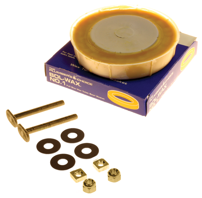 Wax ring #3 w/horn no-seep w/poly urethane for floor mount or wall hung closet 3 & 4 w/5/16 flange bolts dbl nuts/washers (1-40523/1-40679)