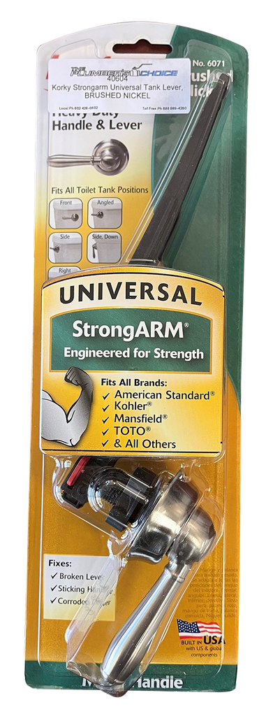 Korky Strongarm universal tank lever, faucet style, BRUSHED NICKEL