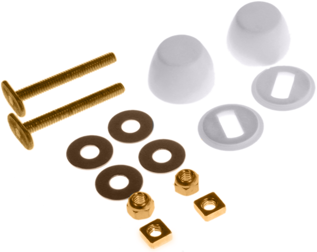 Flange bolt kit 1/4 x 3 1/2 double nuts and washers (pair) with flange bolt caps
