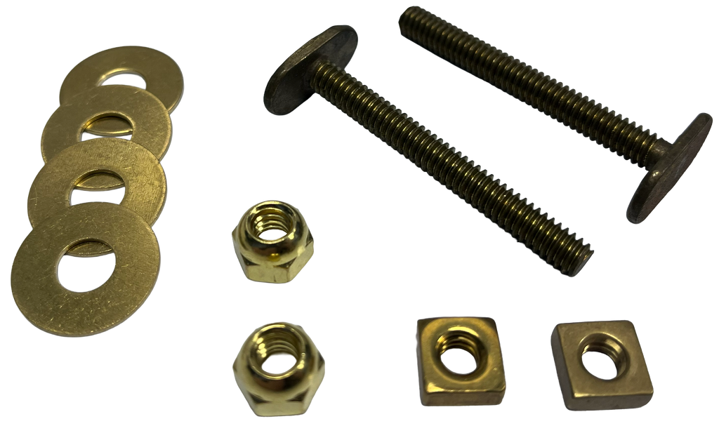 Flange bolt kit 1/4 x 2 1/4 double nuts and washers (pair) brass