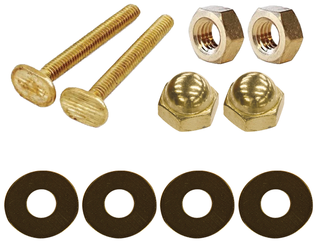 Flange bolt kit 5/16 x 3 1/2 double nuts and washers all brass (pair)