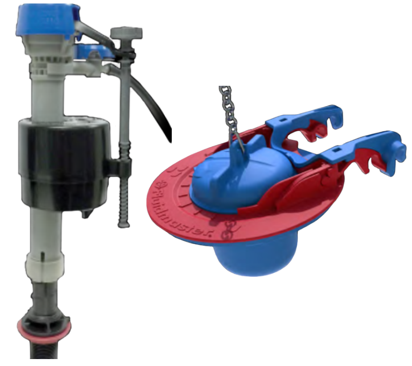 Fluidmaster fill valve AND 2 & 3 super flapper, universal fit for most models and brands, fixes running and noisy toilets, fits both 2 and 3 inch flush valves, 7 year warranty