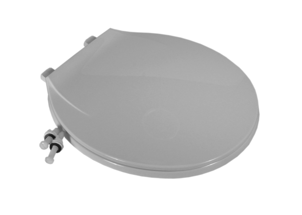 Toilet seat, round front w/lid, plastic, white