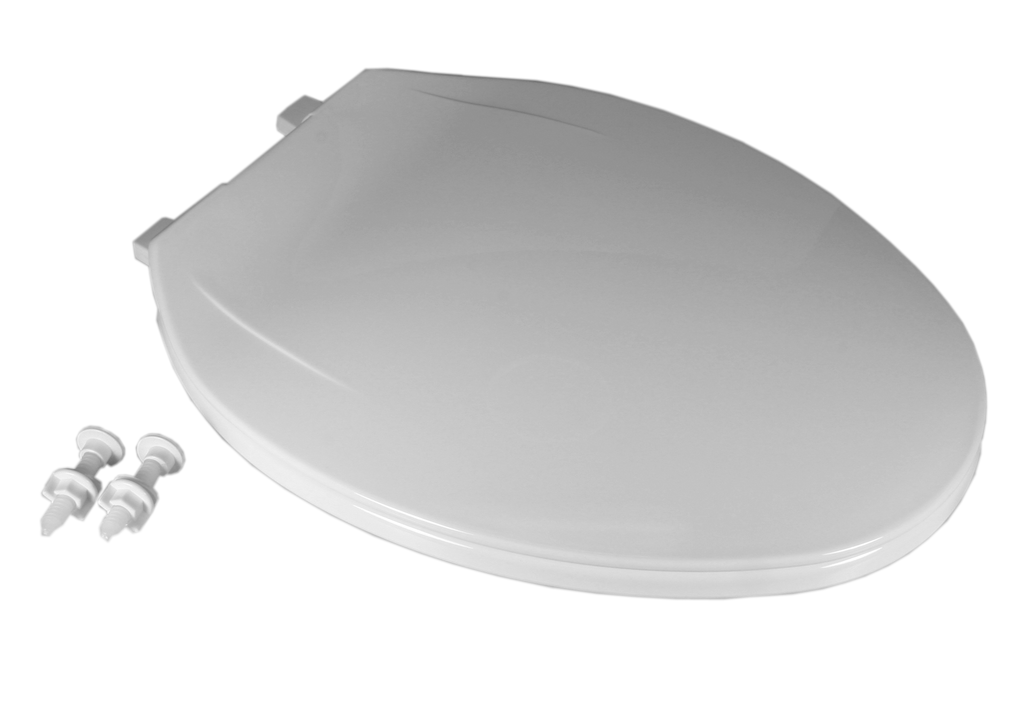 Toilet seat, elongated, closed front w/lid, plastic, white