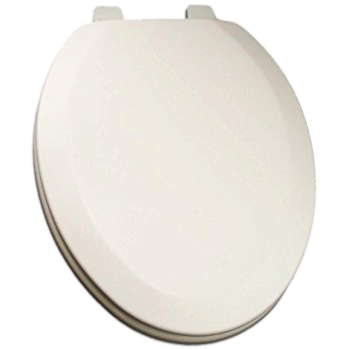 Toilet seat, elongated, closed front w/lid, wood, QuicKleen hinges, white, EZ Close