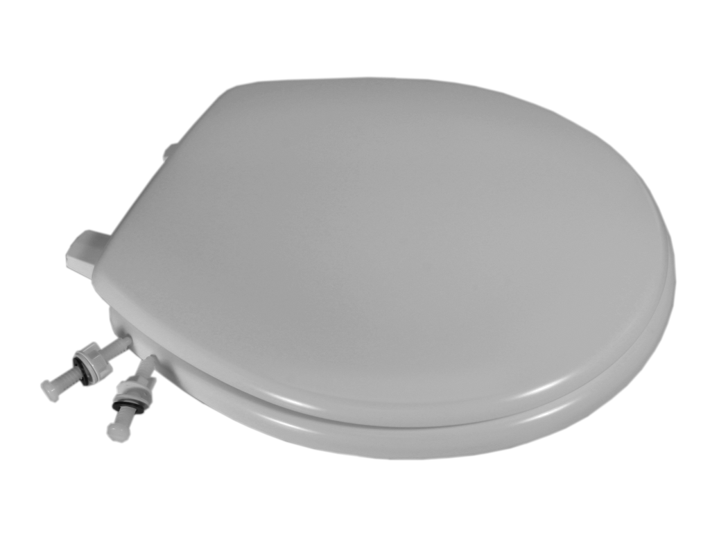 Toilet seat, round front w/lid, wood, white