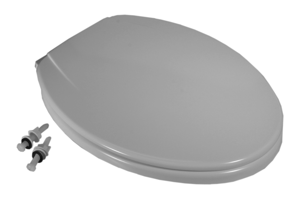 Toilet seat, elongated, closed front w/lid, wood, white