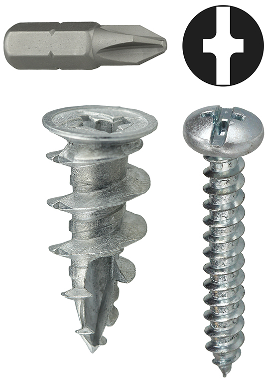 Dottie wall driller kit, for sheet rock, zinc anchor, 1 1/4 long
