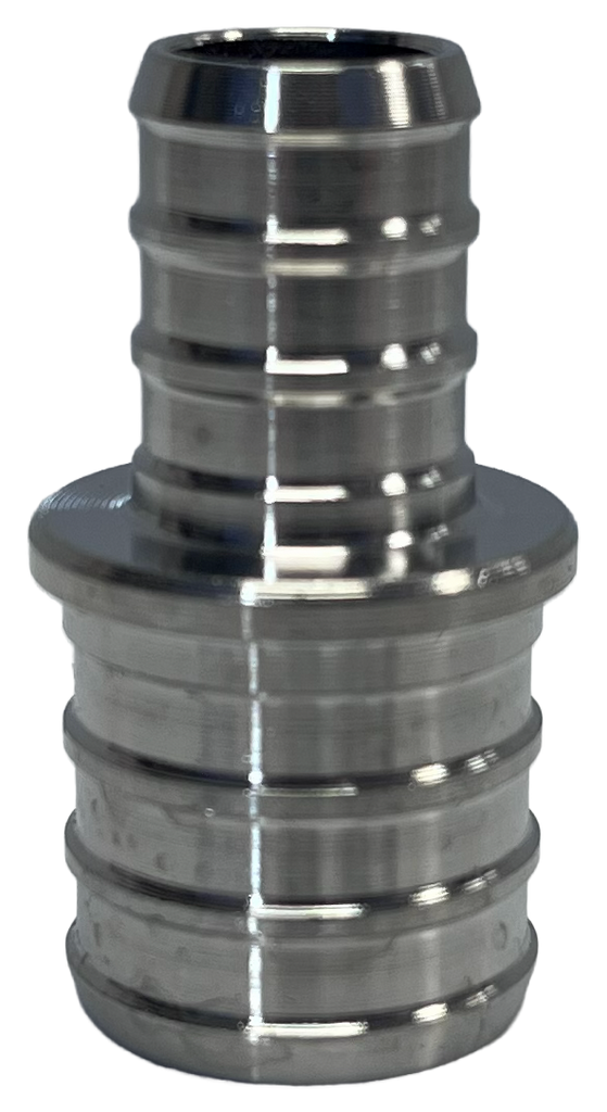 Pex B fitting, stainless steel, coupling, 3/4 x 1/2