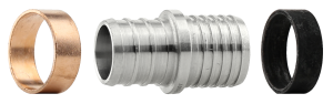 Pex B fitting, stainless steel, transition coupling, 1/2