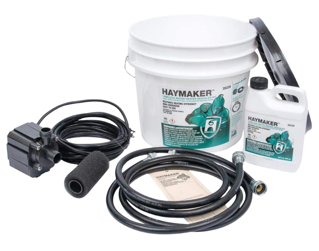 Tankless water heater system descaler kit