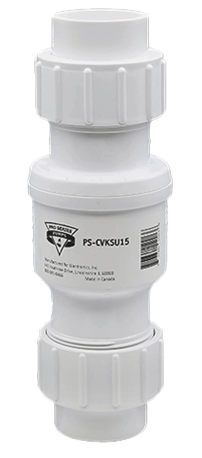 Check valve w/slip union connections, 1 1/2 quiet (PS-CVKSU15)