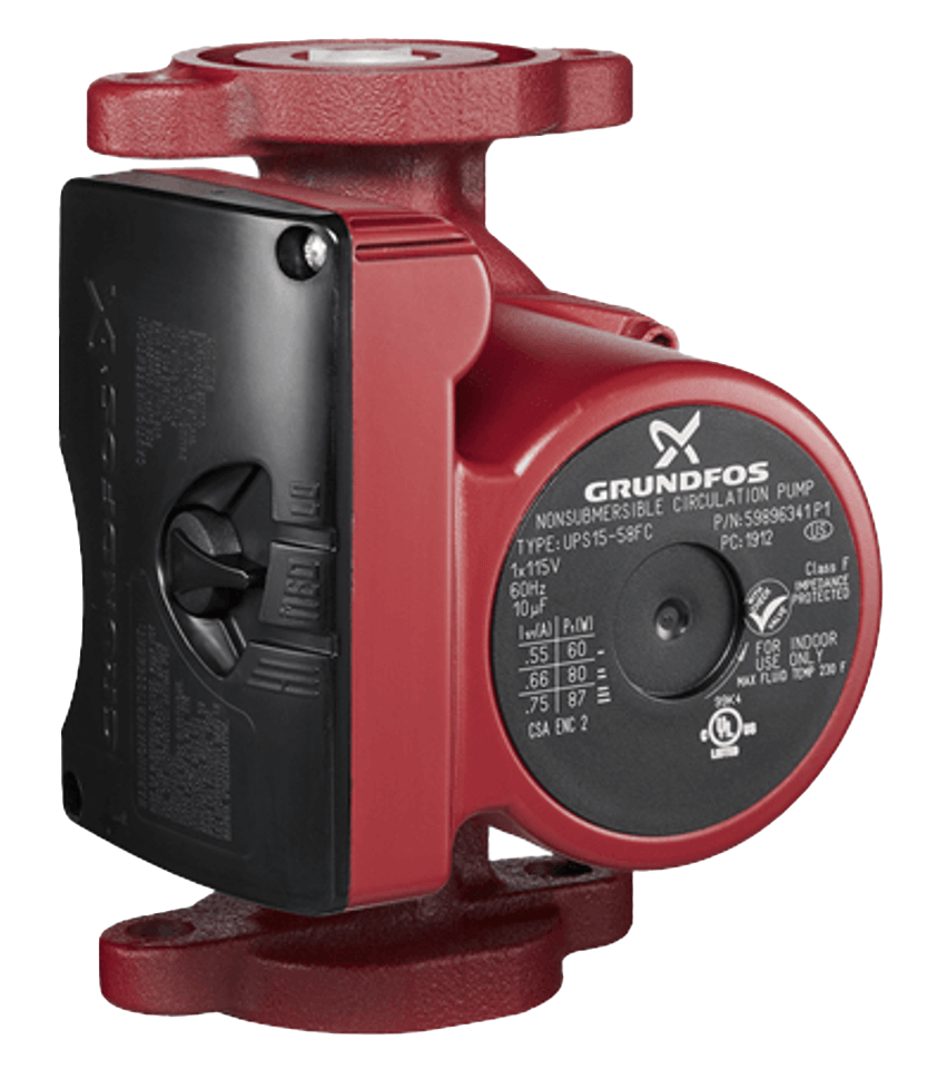 Grundfos 3-speed circulator pump, 1/25HP, 115V, 145 max psi, 17 max gpm, flanged connections (UPS 15-58 FC)