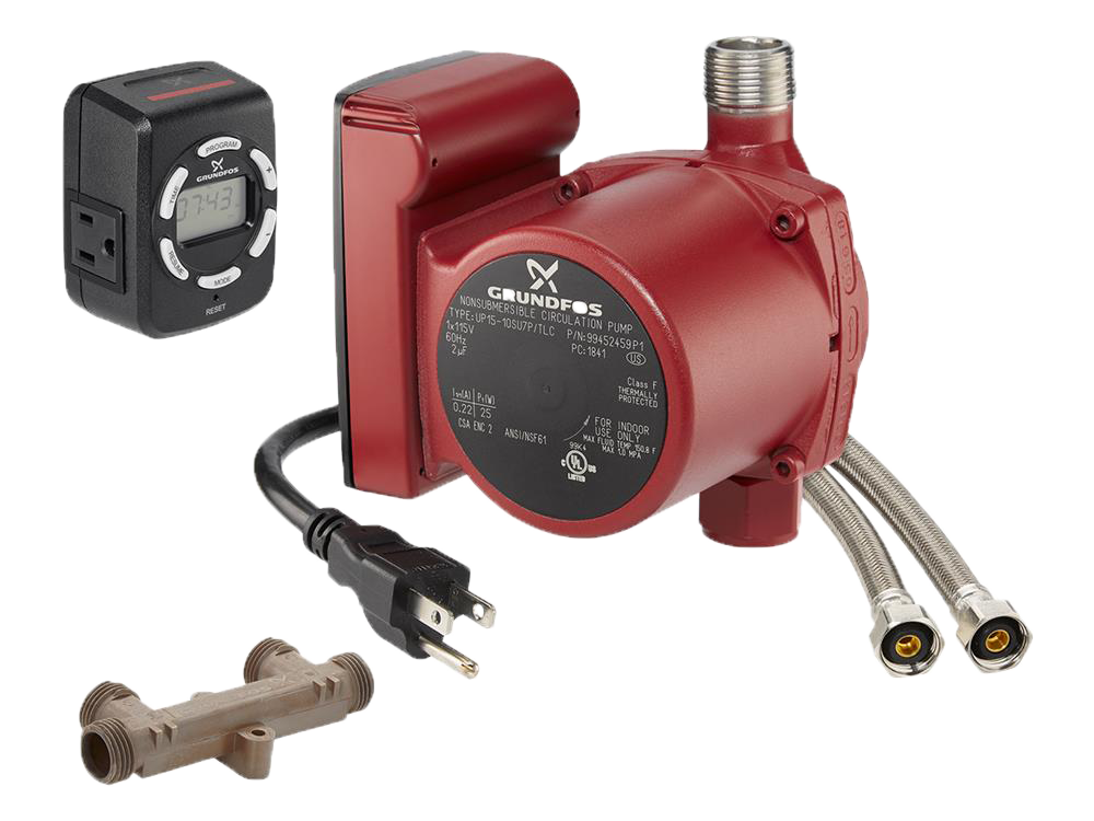 Grundfos Comfort System pump w/built in timer, line cord, check valve and manifold (UP15-10SU7P/TLC)